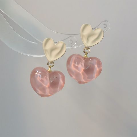 Wholesale Jewelry Cute Sweet Heart Shape Resin Drop Earrings