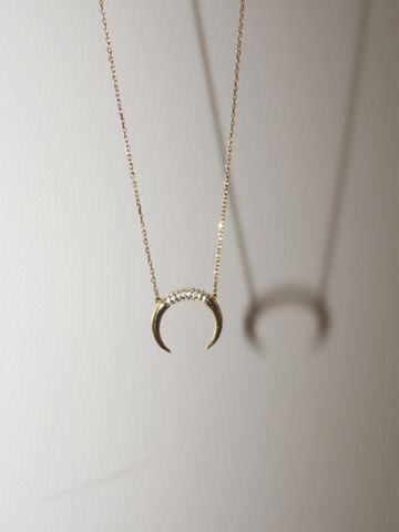 Basic Moon Sterling Silver Plating Pendant Necklace