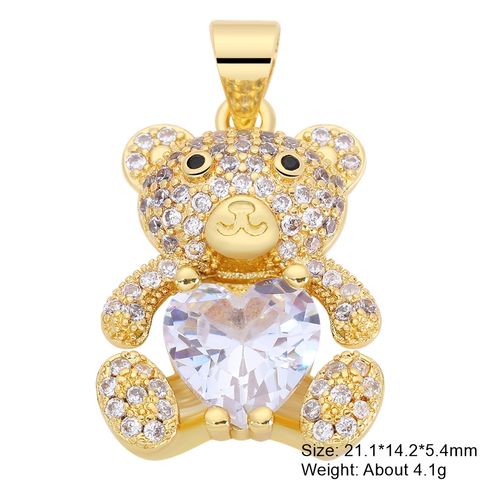 Casual Classic Style Palm Bear Snake Copper Plating Inlay Zircon 18k Gold Plated Jewelry Accessories