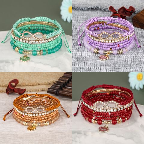 Simple Style Heart Shape Rhinestones Ccb Alloy Wholesale Bracelets
