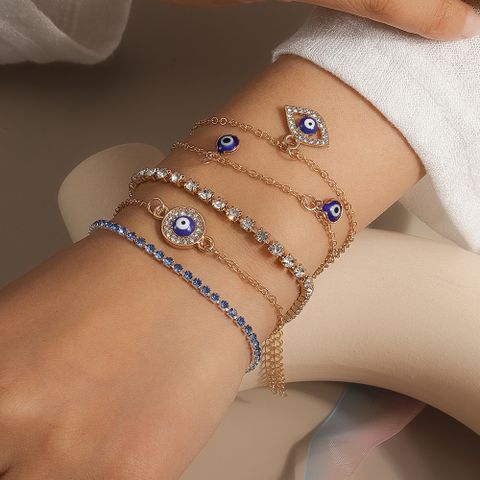 Elegant Eye Glass Zinc Alloy Inlay Artificial Gemstones Women's Bracelets