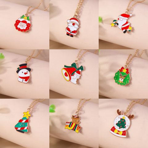 Cute Christmas Tree Santa Claus Zinc Alloy Christmas Women's Pendant Necklace