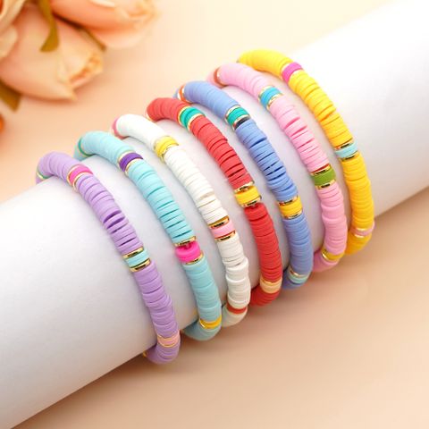 Simple Style Round Soft Clay Beaded Women's Bracelets
