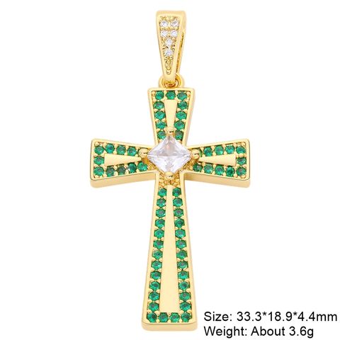 Classic Style Streetwear Cross Copper Plating Inlay Zircon 18k Gold Plated Charms