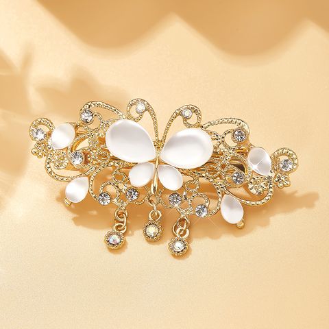 Simple Style Commute Butterfly Bow Knot Alloy Plating Inlay Rhinestones Hair Clip