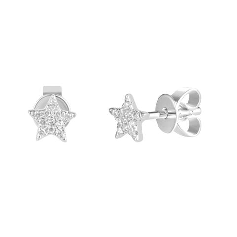 1 Pair Simple Style Pentagram Star Plating Inlay Metal Copper Zircon White Gold Plated Gold Plated Ear Studs