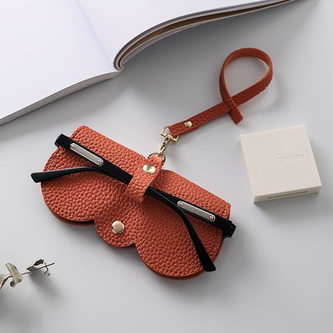 Casual Solid Color Pu Leather Women's Glasses Case