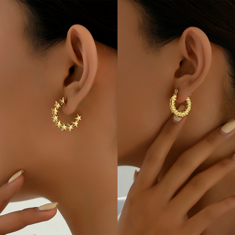 1 Pair IG Style Basic Commute Geometric Star Plating 201 Stainless Steel 18K Gold Plated Earrings