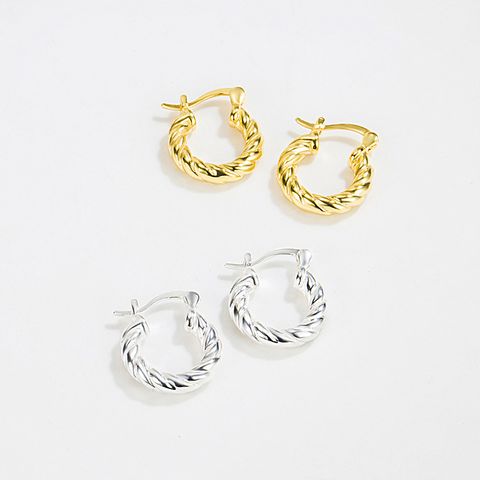 1 Pair Simple Style U Shape Twist Plating Sterling Silver Earrings