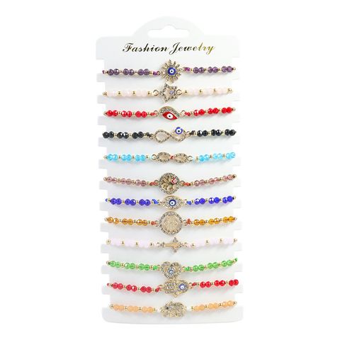 Sweet Solid Color Artificial Crystal Beaded Couple Drawstring Bracelets