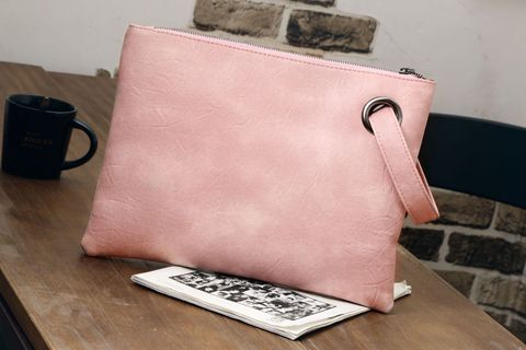 Women's Medium Autumn&winter Pu Leather Solid Color Basic Square Hook Loop Clutch Bag