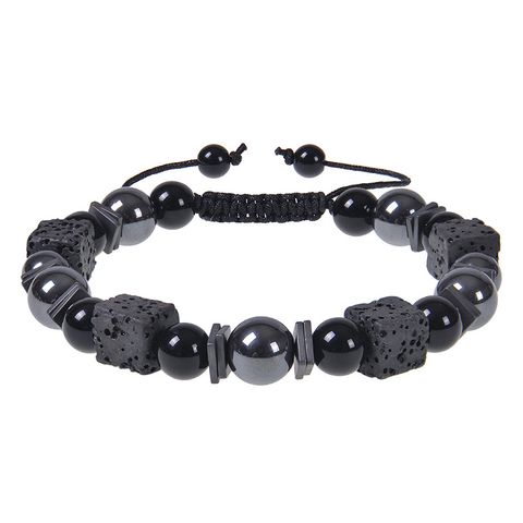 Retro Round Natural Stone Beaded Men's Bracelets