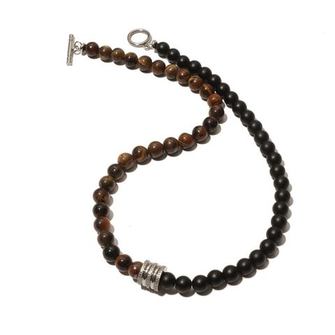 Simple Style Round Natural Stone Beaded Men's Necklace