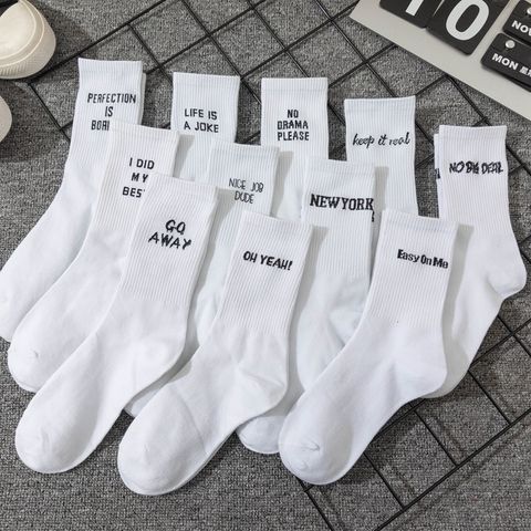 Unisex Casual Sports Letter Cotton Crew Socks A Pair