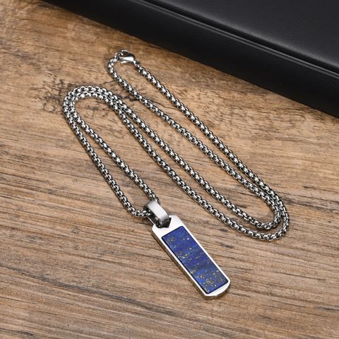 Casual Solid Color 304 Stainless Steel Inlay Agate Men'S