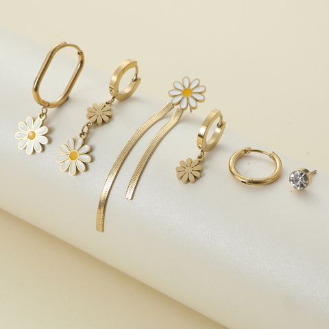 1 Set Cute Lady Daisy Snowflake Alloy Earrings