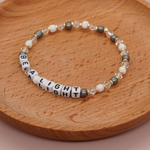 Simple Style Letter Artificial Crystal Beaded Women's Bracelets