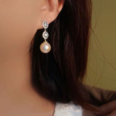 1 Pair Lady Solid Color Alloy Drop Earrings