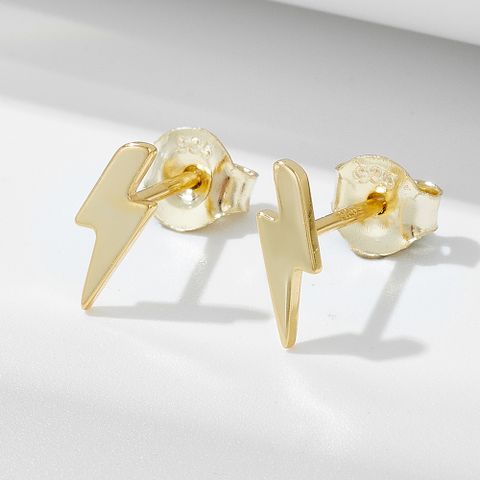 1 Pair Ig Style Lightning Plating Sterling Silver 14k Gold Plated Ear Studs