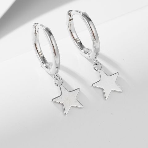 1 Pair Ig Style Star Plating Sterling Silver Rhodium Plated Earrings