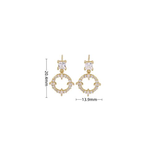 1 Pair Sweet Geometric Inlay Sterling Silver Zircon Drop Earrings
