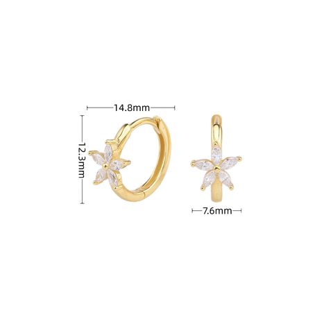 1 Pair Simple Style Flower Inlay Sterling Silver Zircon Earrings
