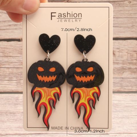1 Pair Exaggerated Funny Pumpkin Asymmetrical Lacquer Painting Arylic