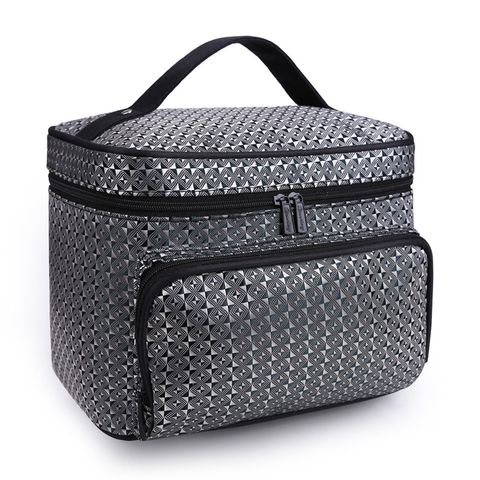 Vacation Stripe Plaid Polyester Square Makeup Bags
