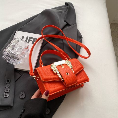 Women's Medium Pu Leather Solid Color Streetwear Square Magnetic Buckle Shoulder Bag Handbag Crossbody Bag