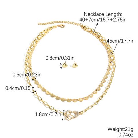 Elegant Geometric Heart Shape Crown Alloy Plating Inlay Artificial Pearls Zircon Women's Layered Necklaces