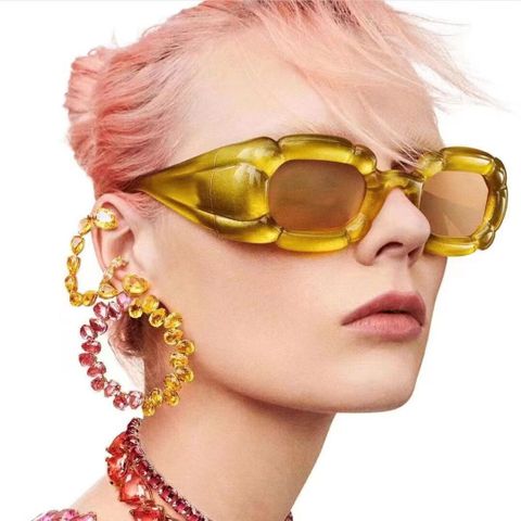 Hip-hop Punk Streetwear Geometric Ac Special-shaped Mirror Full Frame Women's Sunglasses