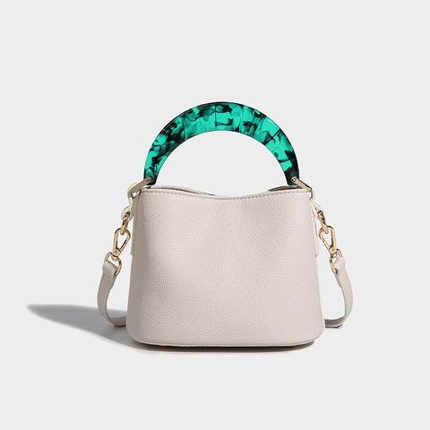 Women's Medium All Seasons Pu Leather Solid Color Elegant Cylindrical Magnetic Buckle Shoulder Bag Handbag Bucket Bag