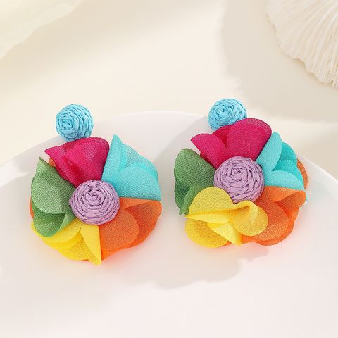 Wholesale Jewelry Vacation Flower Cloth Ear Studs
