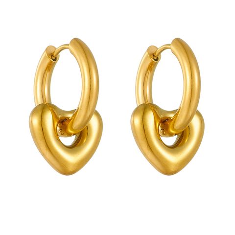 1 Pair Simple Style Commute Solid Color Plating Stainless Steel 18K Gold Plated Hoop Earrings