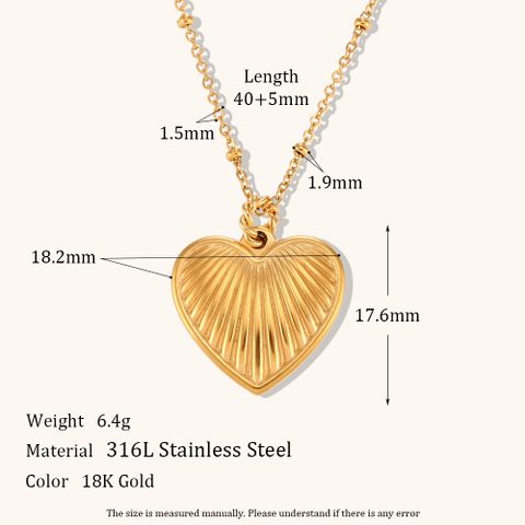 Sweet Heart Shape Stainless Steel Titanium Steel Plating 18k Gold Plated Pendant Necklace