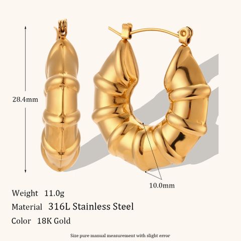 1 Pair Lady Round Plating Stainless Steel 18k Gold Plated Earrings