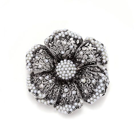 Retro Flower Alloy Plating Inlay Artificial Pearls Unisex Brooches