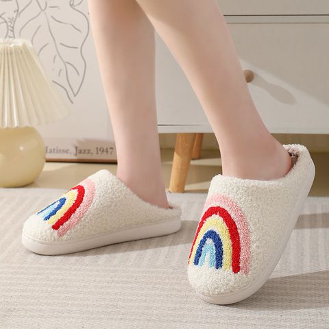 Unisex Casual Basic Cartoon Round Toe Home Slippers Cotton Shoes