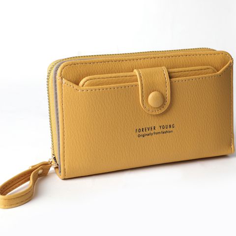 Women's Solid Color Pu Leather Buckle Wallets