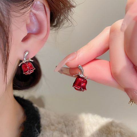 1 Pair Modern Style Flower Alloy Drop Earrings