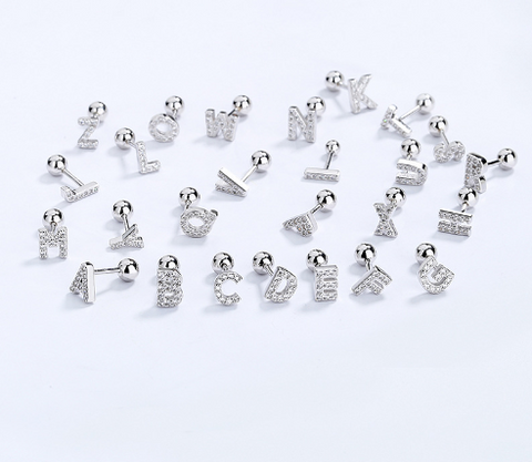 1 Pair Simple Style Letter Plating Inlay Sterling Silver Zircon Ear Studs