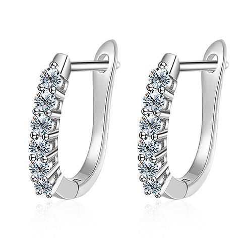 Wholesale Elegant Square Sterling Silver Plating Inlay Moissanite Earrings