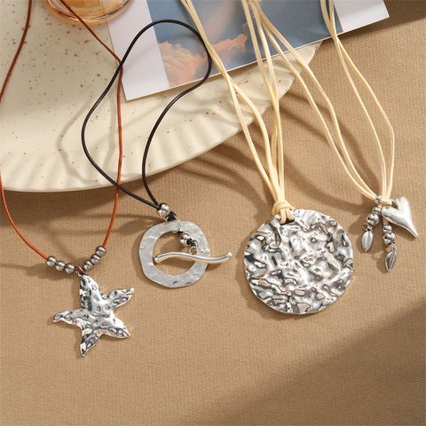 Commute Geometric Alloy Leather Rope Irregular Plating Silver Plated Unisex Necklace