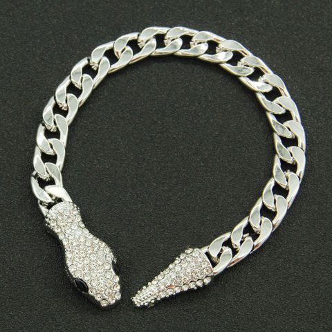 European And American Cuban Chain Short Full Rhinestone Snake Head Magnetic Buckle Necklace Clavicle Chain