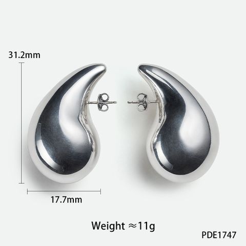 1 Pair Simple Style Water Droplets Plating 304 Stainless Steel 16K Gold Plated White Gold Plated Gold Plated Ear Studs