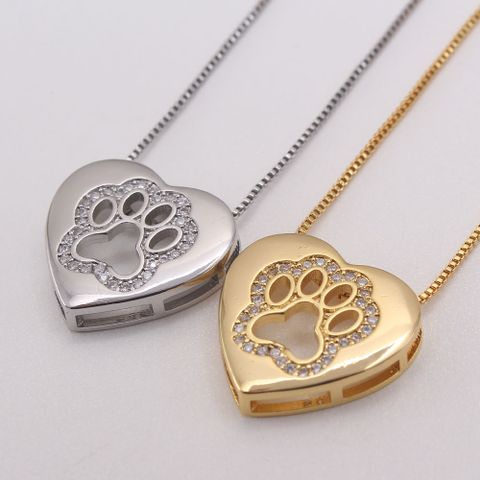 Nihaojewelry Simple Inlaid Zircon Heart-shaped Cat Claw Necklace Wholesale Jewelry