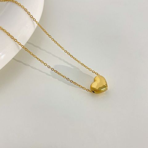 Simple Style Heart Shape Titanium Steel Pendant Necklace In Bulk