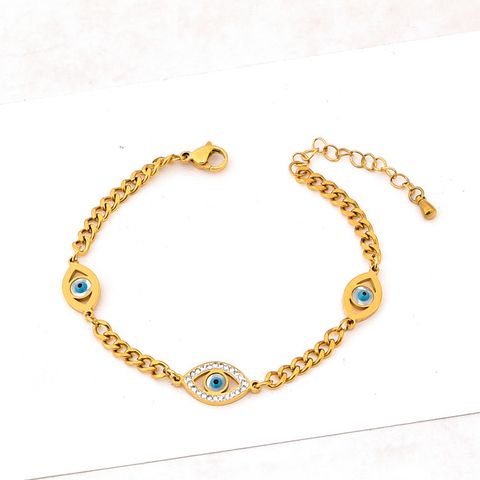304 Stainless Steel 18K Gold Plated Modern Style Plating Eye Rhinestones Bracelets Earrings Necklace