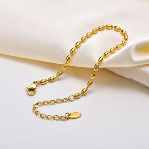 Retro Solid Color Stainless Steel Gold Plated Bracelets In Bulk