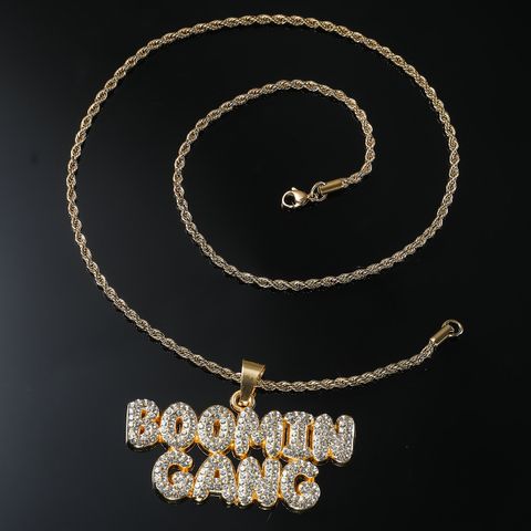 Hip-hop Vintage Style Letter Alloy Inlay Rhinestones Men's Long Necklace
